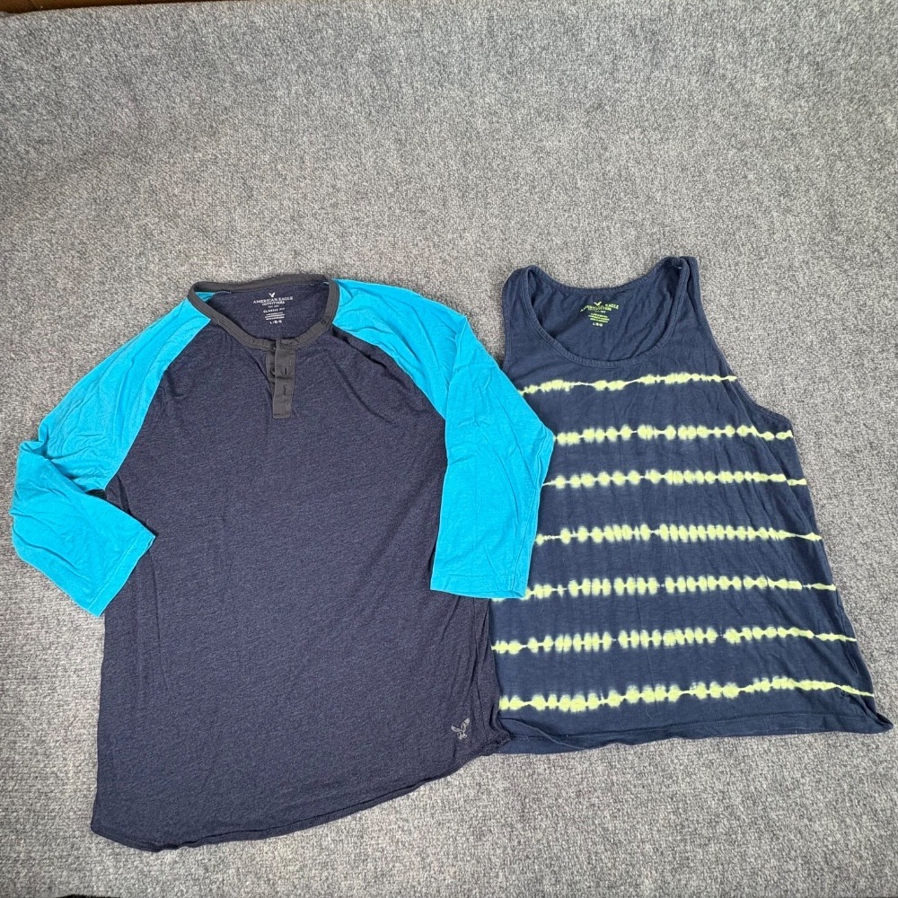 American Eagle T-Shirt Tank lot Bundle of 2‎ Mens Large Blue Causal Y2K Retro